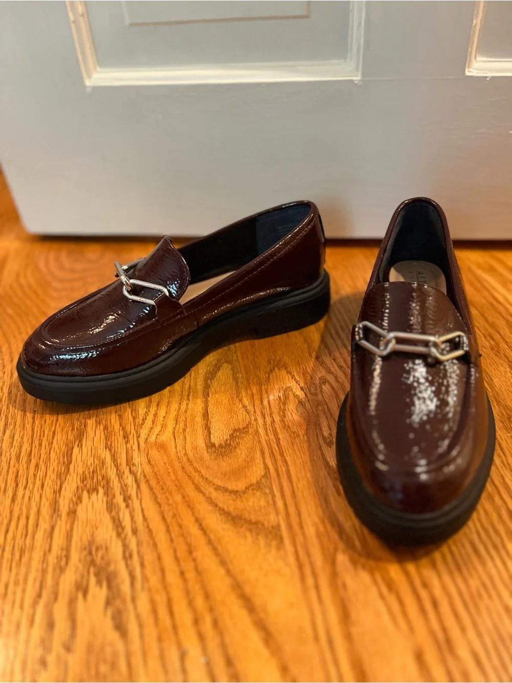 Alfani Women’s Burgundy Patent Leather Loafers with Silver Bit